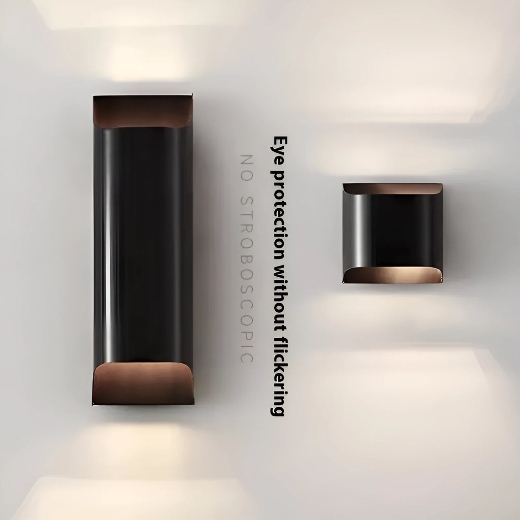 Minimalist copper wall lamp in black gold or natural copper finish for bedroom bedside lighting