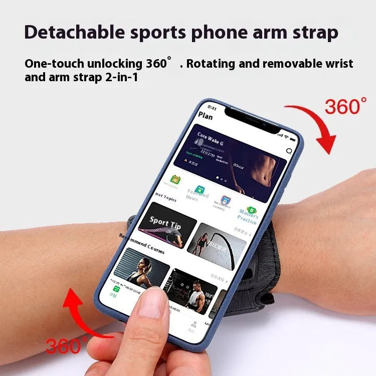 Black mobile phone wrist strap and armband holder for takeaway driving and sports activities