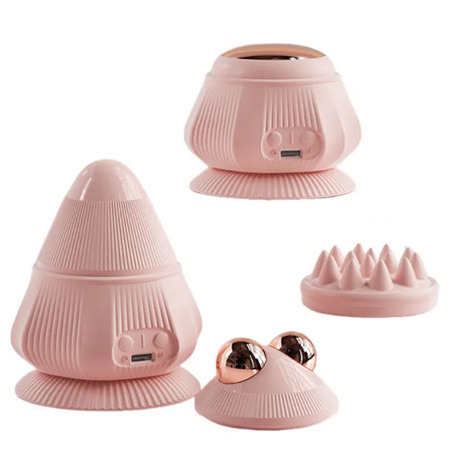 Rechargeable neck massager with hot compress, multi-head silicone design, gift box, and charging cable