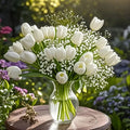 Plastic artificial tulip and starry flower bouquet set with thirty pieces for photography and decoration