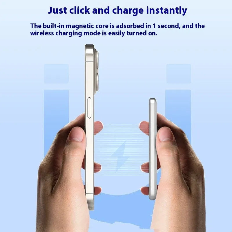Gun grey magnetic wireless power bank with ultra-thin 9mm alloy shell showing PD20W charging port