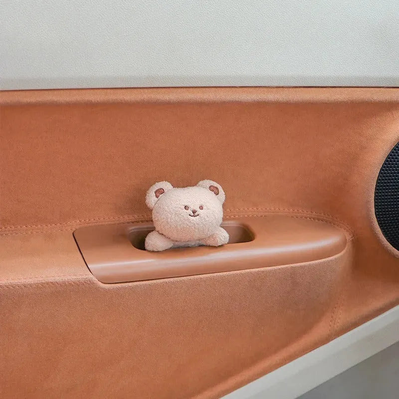 Fabric car centre console plush doll decoration in cartoon bear or bunny style