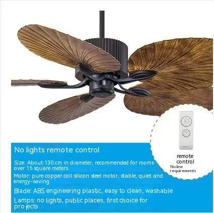 Retro-style ceiling fan light with wooden blades and three copper lampshades, mounted on a white ceiling.