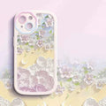 Oil painting flower silicone phone case for iPhone 13 12 11 in Moon Flower Pink Purple Verdant Clouds