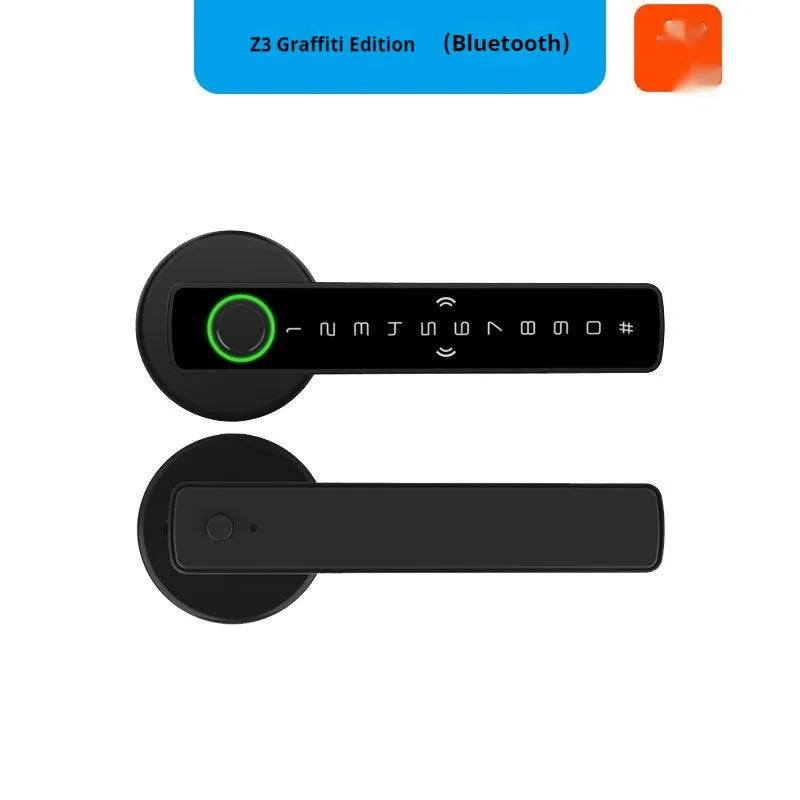 Single handle indoor wooden door smart lock with fingerprint sensor and keypad