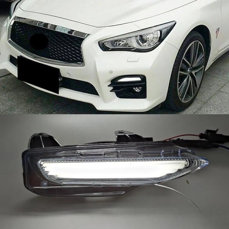 Infiniti Q50 Q70 front bumper LED turn signal and daytime running lamp with ABS housing