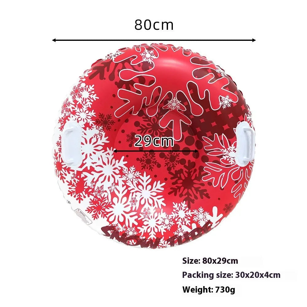 PVC winter ski ring with printed design, 30cm diameter, available in flame red, snow blue, and snow mountain colour options
