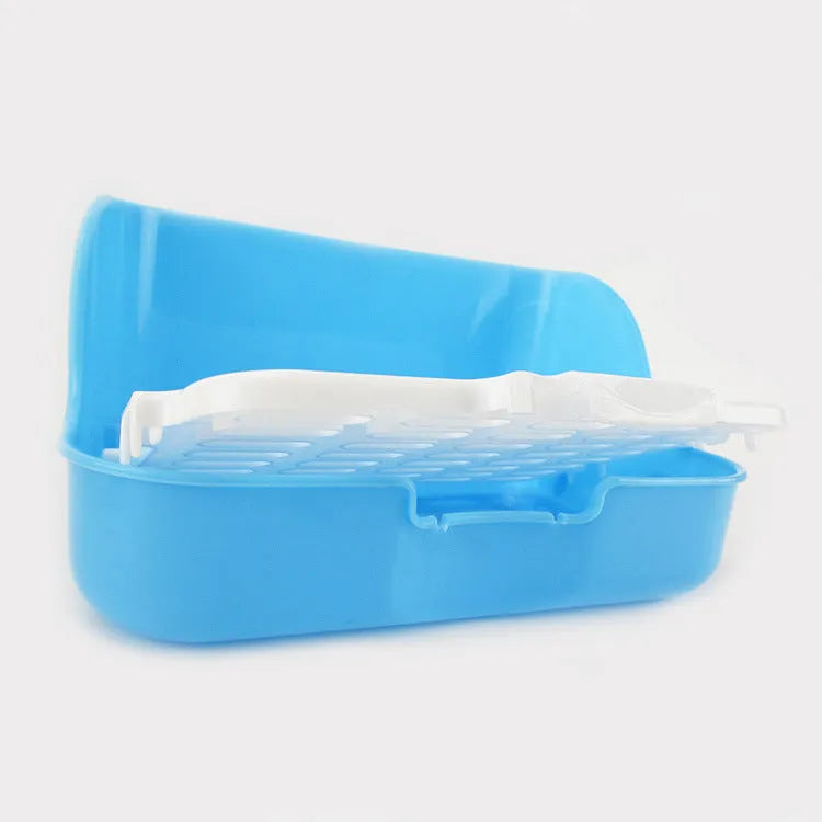 Large rabbit square toilet plastic litter tray 30cm x 22cm x 16cm in blue, pink, or yellow for cage use