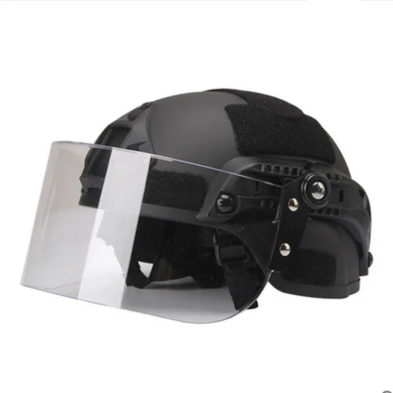 Transparent polycarbonate safety helmet visor with guide rail mounting, 30cm by 15cm
