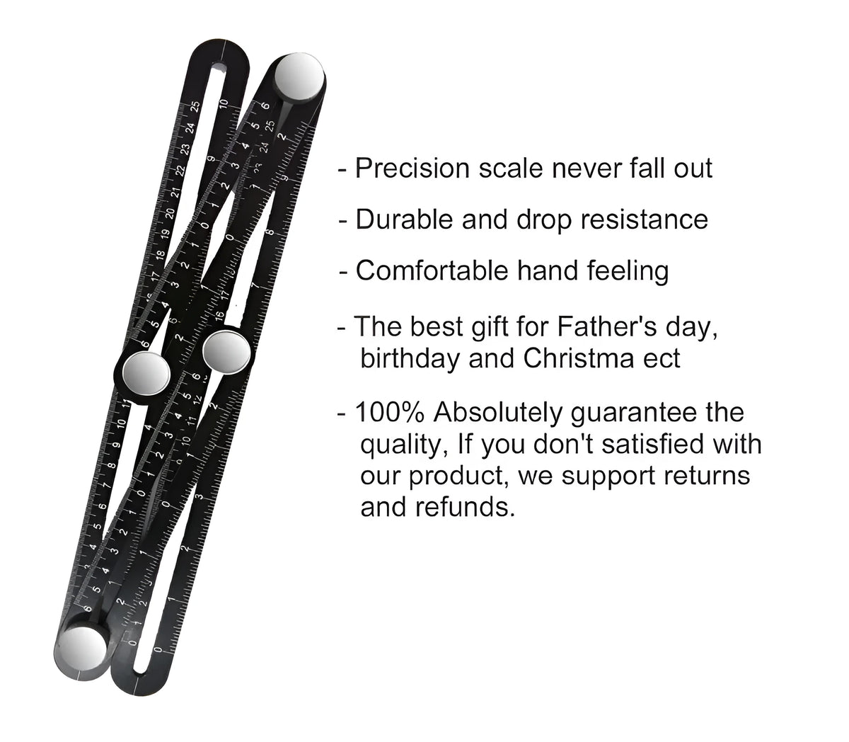 Four-sided aluminium alloy angleizer ruler template tool measuring inches and centimetres with 1 mm accuracy