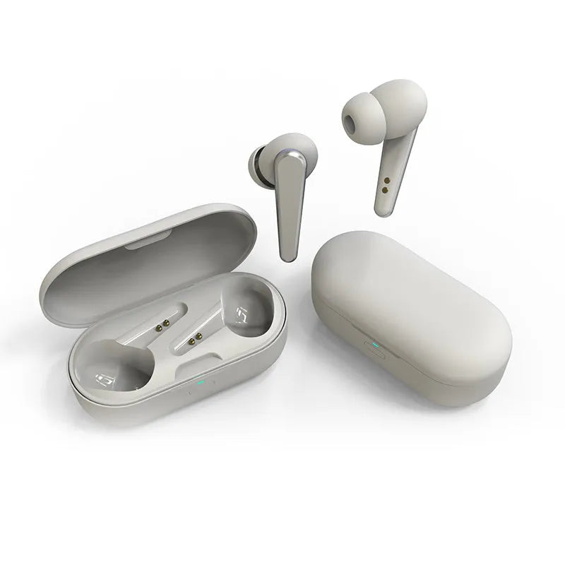 ANC active noise reduction headphones in five colours with earplug design showing Bluetooth connectivity