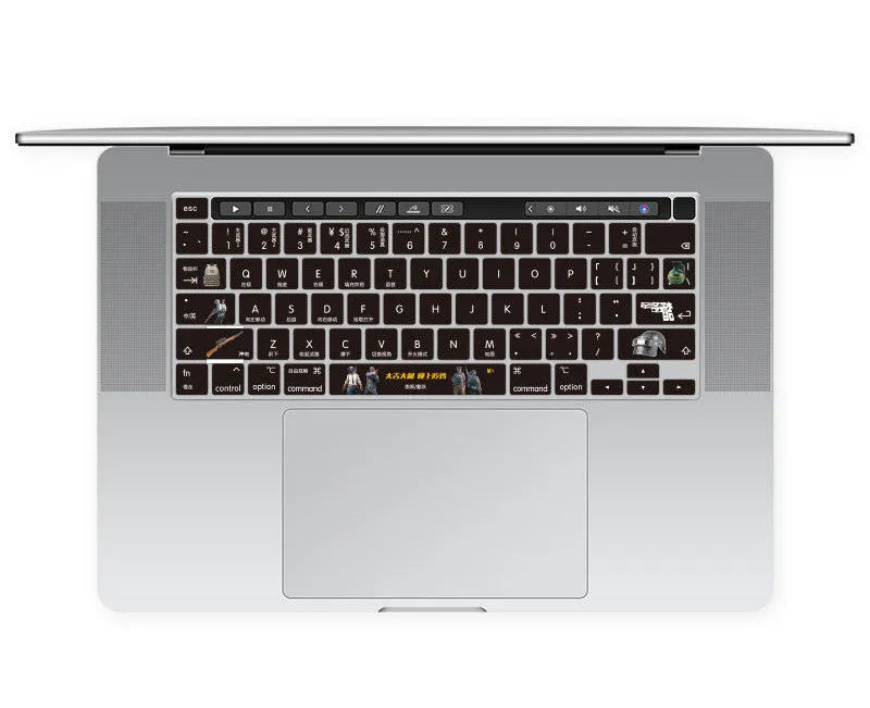 Colourful TPU keyboard protective film for a 13.3-inch Apple MacBook laptop, showing Mr Cat design option.