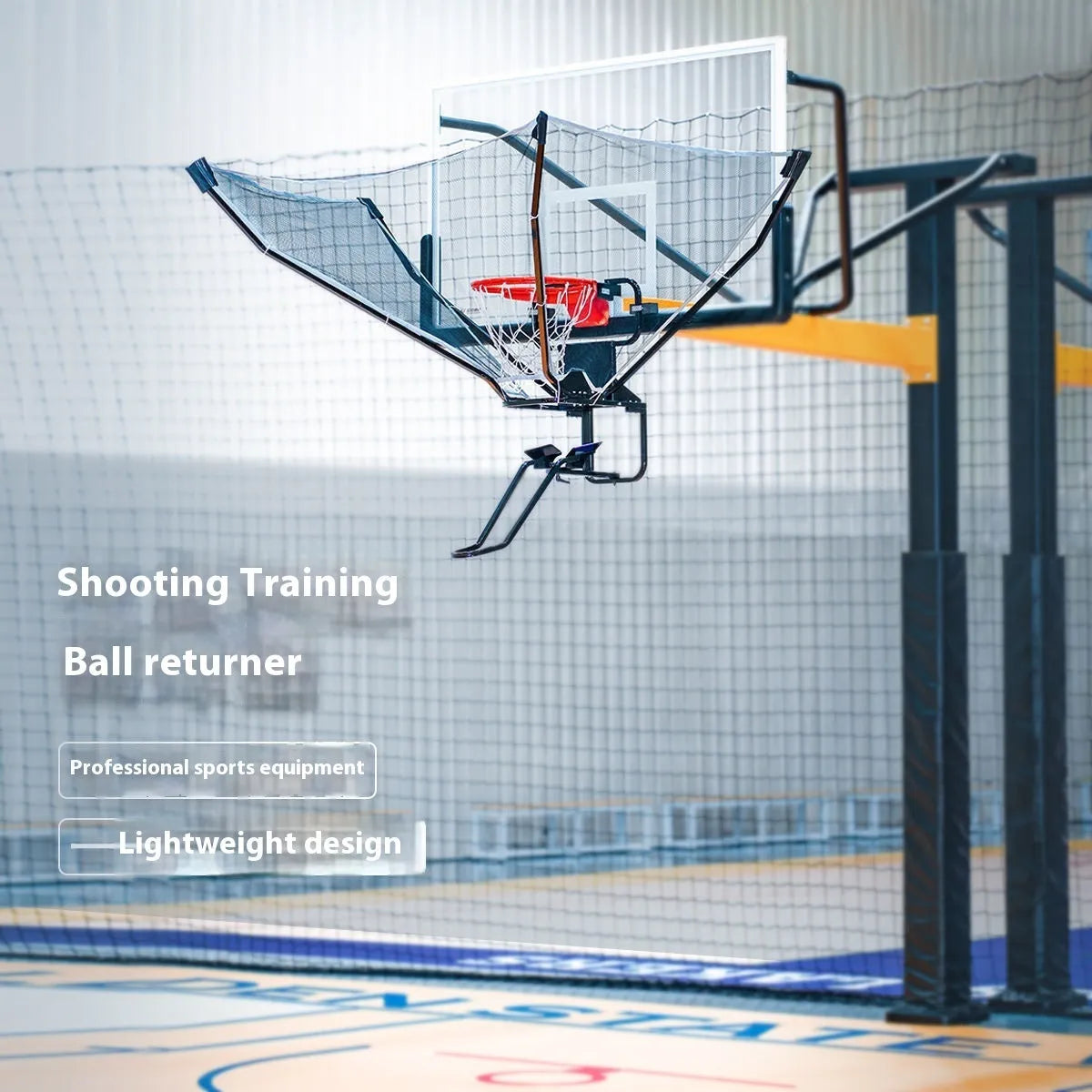 Basketball training ball return with cowhide and iron construction, hanging for portable shooting practice