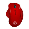 2.4G wireless mouse with six buttons, USB connection, 113x80x48mm, available in Obsidian Black, Ruby Red, Black Iron Grey