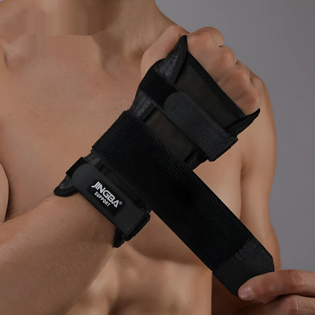Black one size palm hand protector for adults, fixed wrist sprain support for sports and fitness