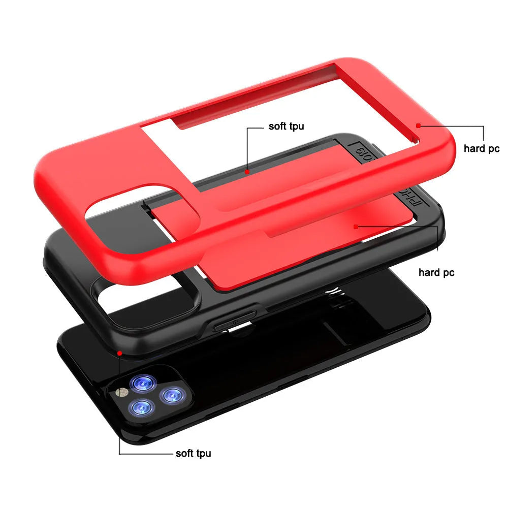 Slim mobile phone case for iPhone 11 showing dual-material construction and precise port cutouts