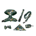 Adjustable cloth pet harness set with six pieces including waste bag and 150cm rope