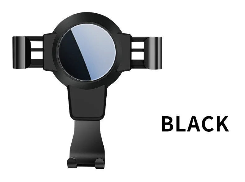 S4 gravity mirror ABS mobile phone bracket attached to car air conditioning vent, holding a smartphone