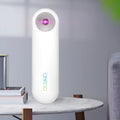 White portable UV steriliser showing dimensions and 60-degree light angle for surface disinfection