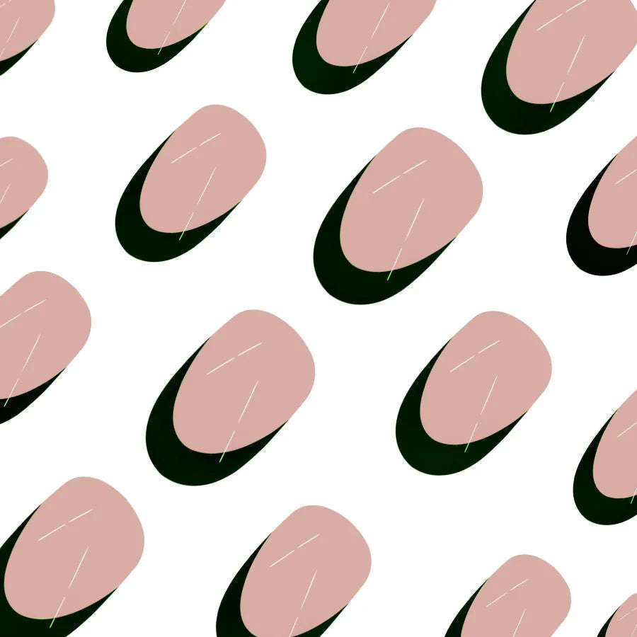 Almond-shaped false nails with black French manicure style, 24-piece set laid out