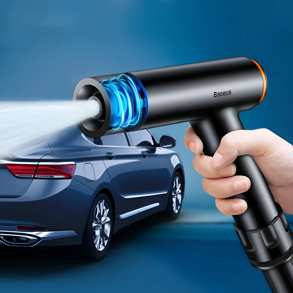 Car washing gun with universal joint and telescopic TPE polyester water pipe in 2.5m, 5m, or 10m lengths