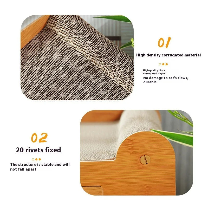 Corrugated paper double layer cat house with double ball double door design