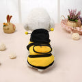 Yellow bee fleece dog jumpsuit, transformation style, sizes 6 to 18