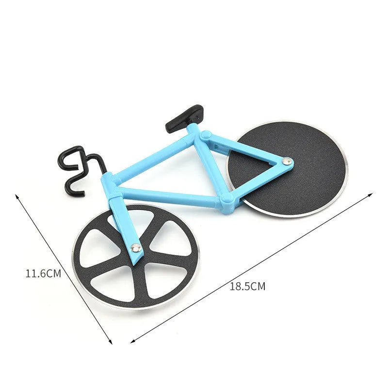 Bicycle-shaped pizza cutter with stainless steel 430# wheel and ABS plastic handle in assorted colours