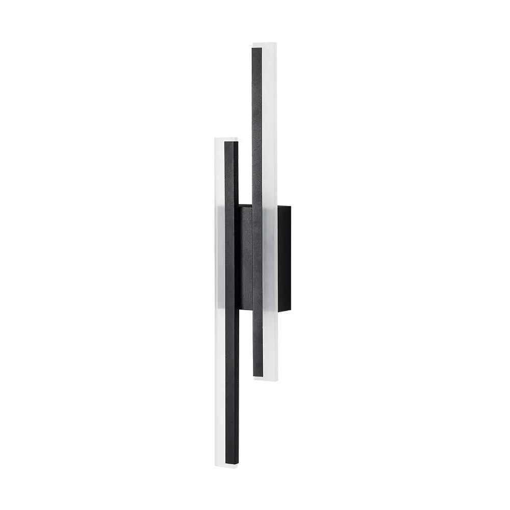 Gold-finished double line wall lamp, 500mm long, with modern design on a white wall.