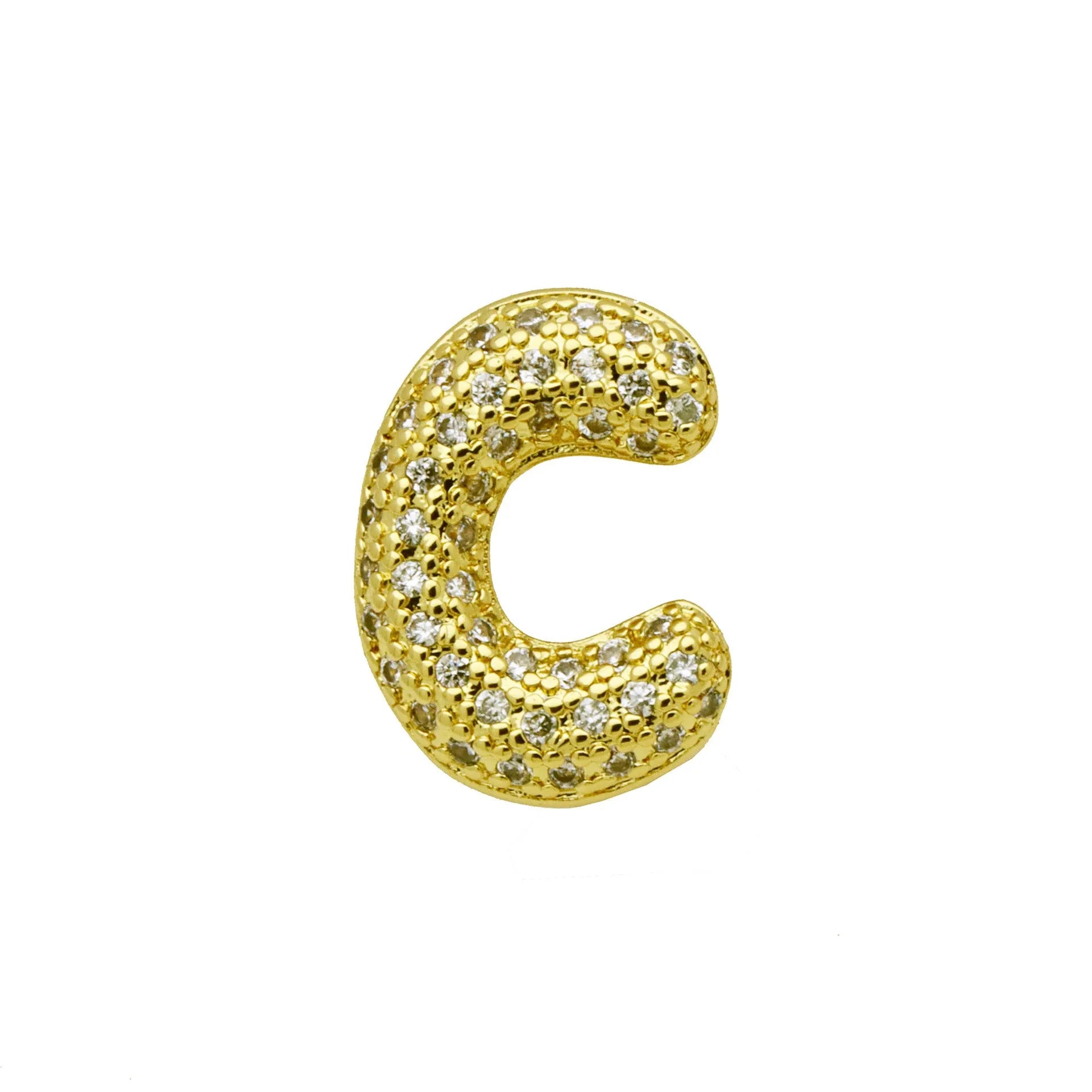 Retro copper letter bracelet with zircon inlay showing gold finish and letter A pendant