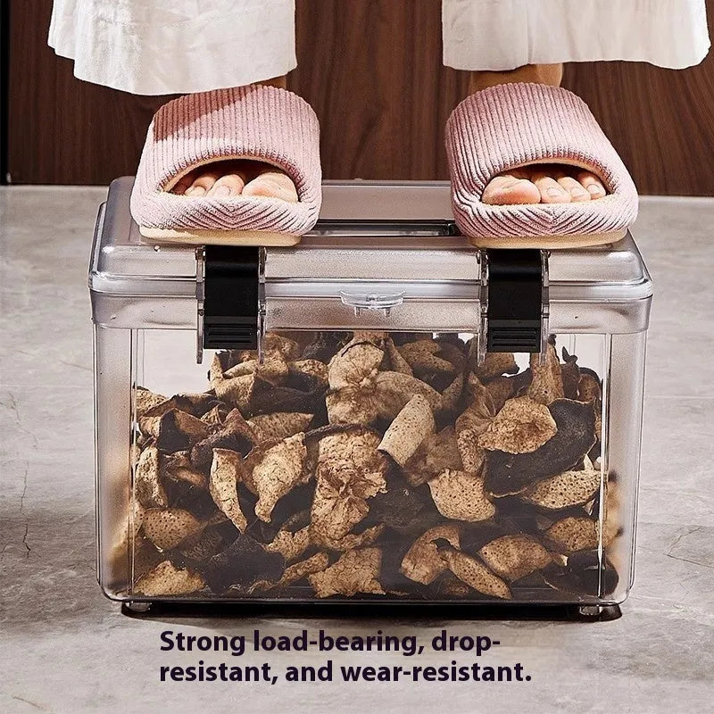 Transparent ABS plastic storage box with locking lid in 4L 8L 11L sizes