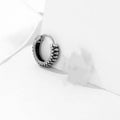 Geometric round titanium steel earrings with stainless steel stripes in silver finish