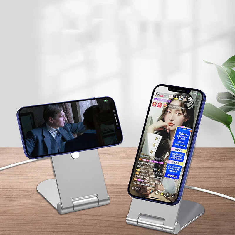Silver vertical adjustable magnetic phone bracket measuring 105mm by 110mm for iPhone12 mounting