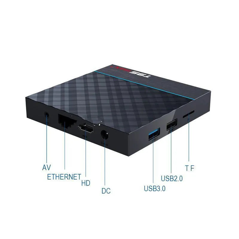Black T95 Max Plus Android TV box unit with Amlogic S905X3 processor for 4K streaming.