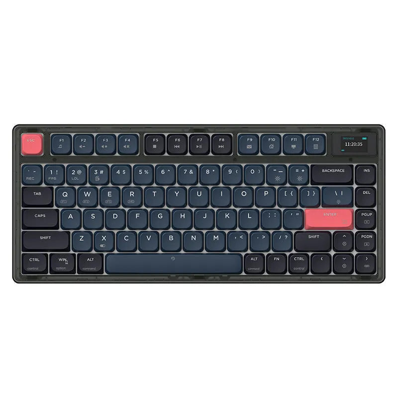 Ajazz AK832PRO mechanical keyboard with colour screen, green or tea colour options, and compact 81-key layout