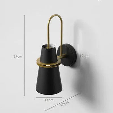 Indoor LED wall lamp with iron shade, 220V, shown in black, blue, navy blue, or white
