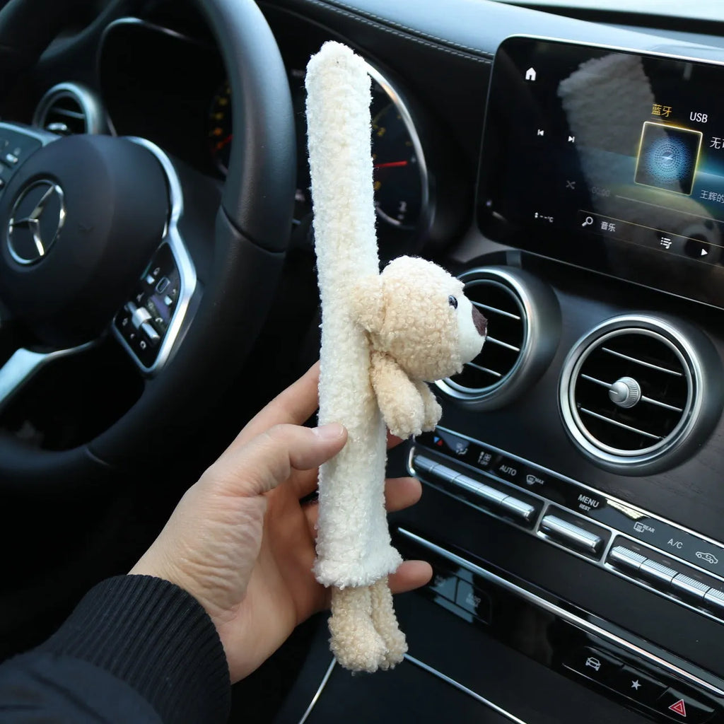 Cartoon rabbit and bear designs on lamb wool seatbelt shoulder protector for car comfort