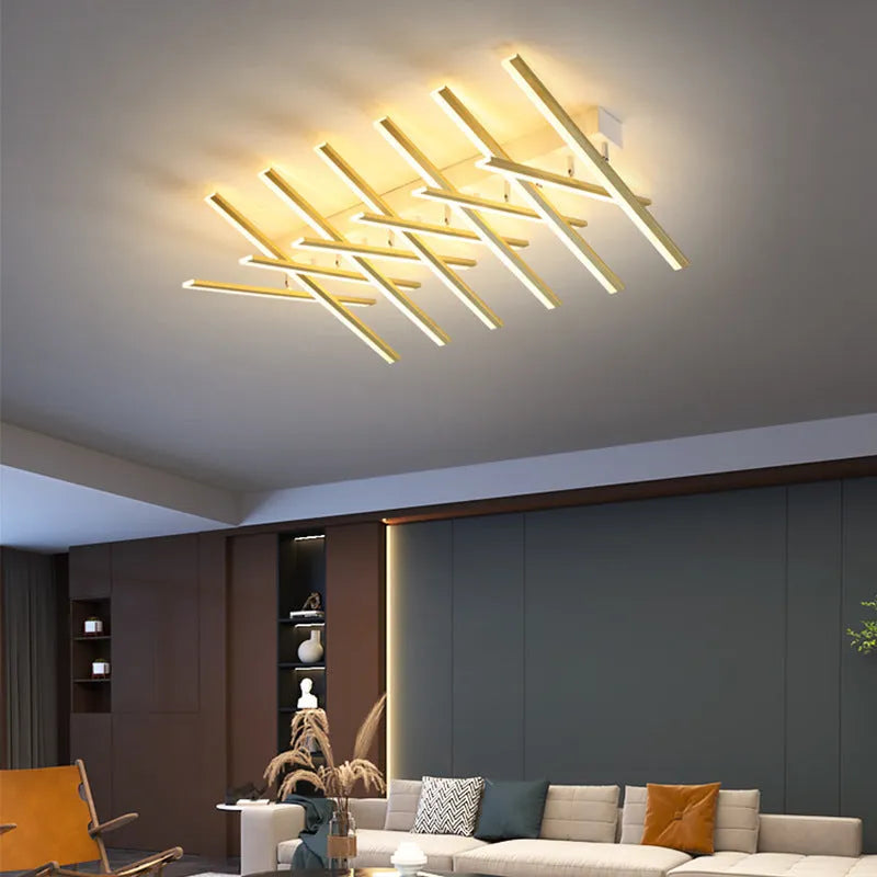 Modern ceramic ceiling lamp with six LED heads in wave style design for living rooms