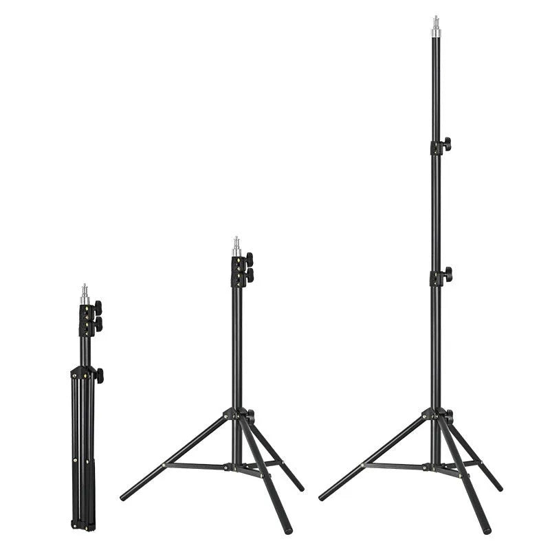 Adjustable photography tripod light stand with 5kg load capacity and mobile phone holder