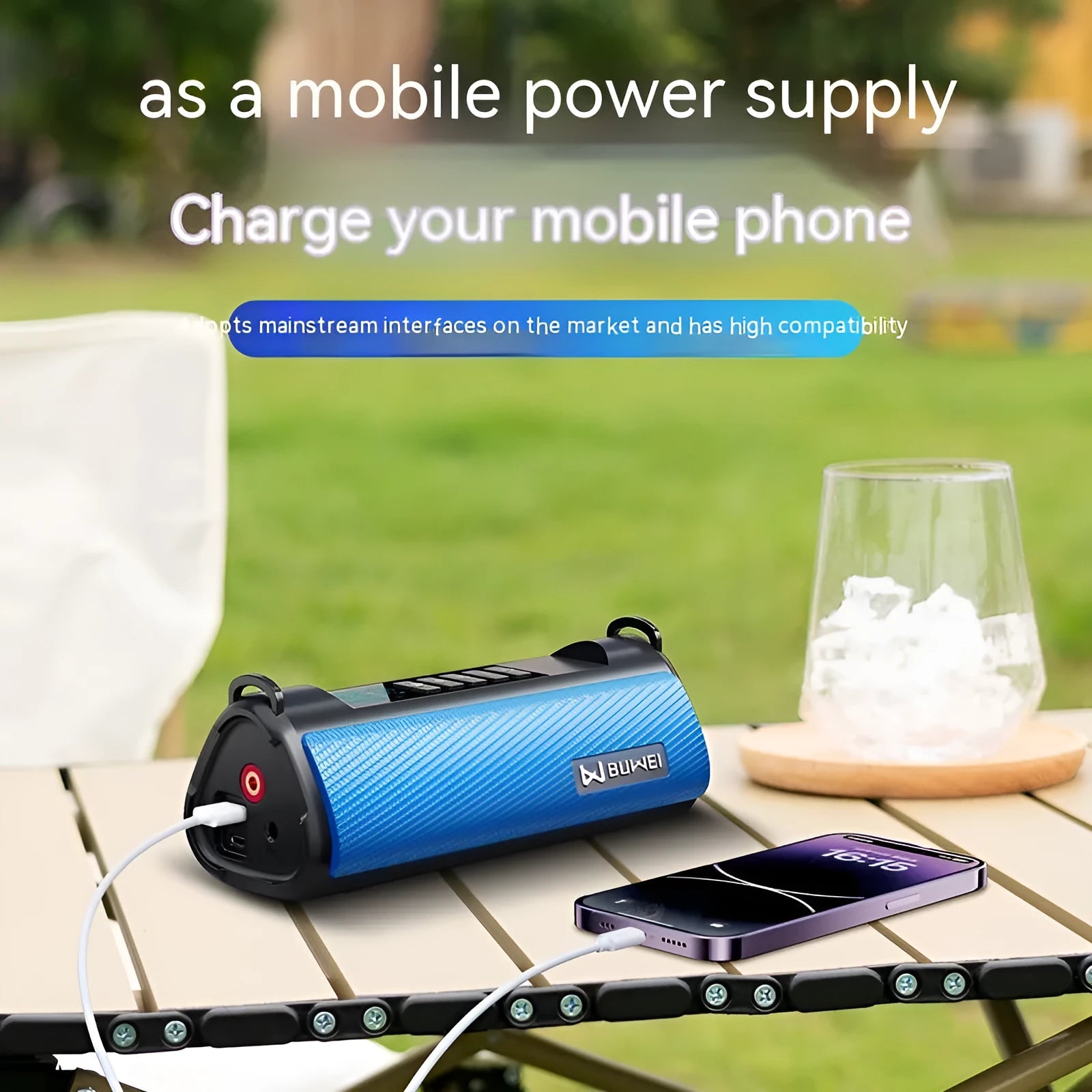 TS01L portable electric car tyre inflator with LED light and extended air hose on a grey background.