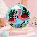 Pre-printed linen embroidery fabric kit with a cartoon animal design for cross stitch.