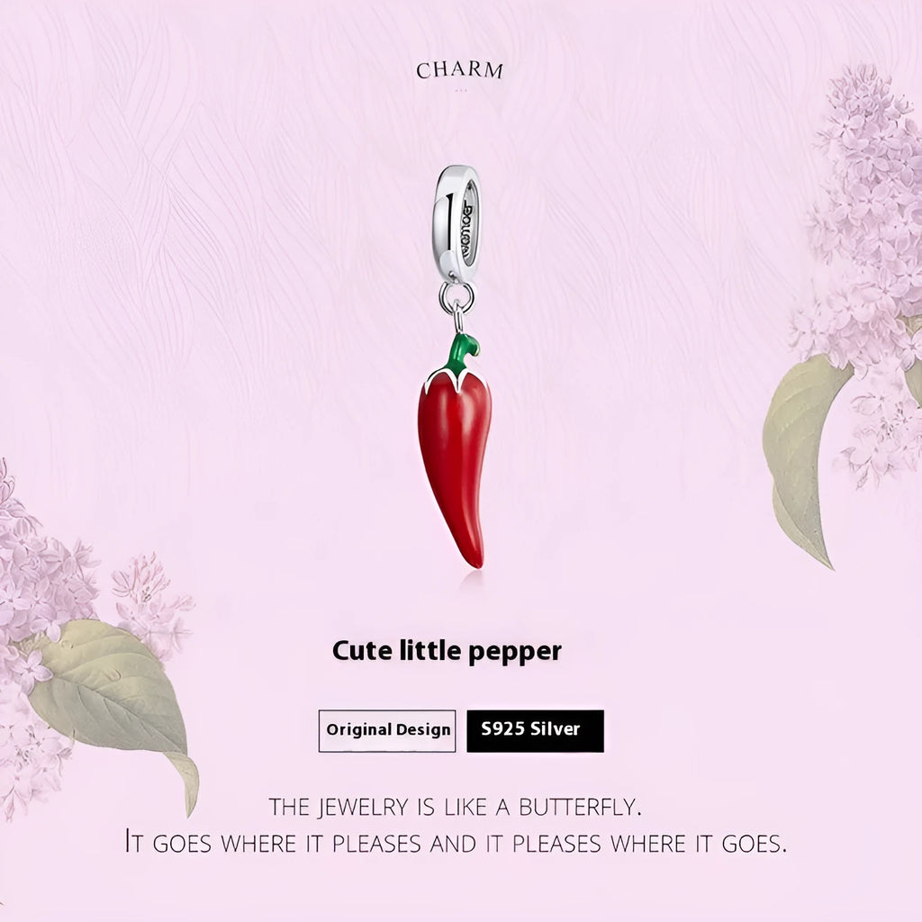 Korean style pepper leaf pendant in sterling silver with electroplated BSC461 finish