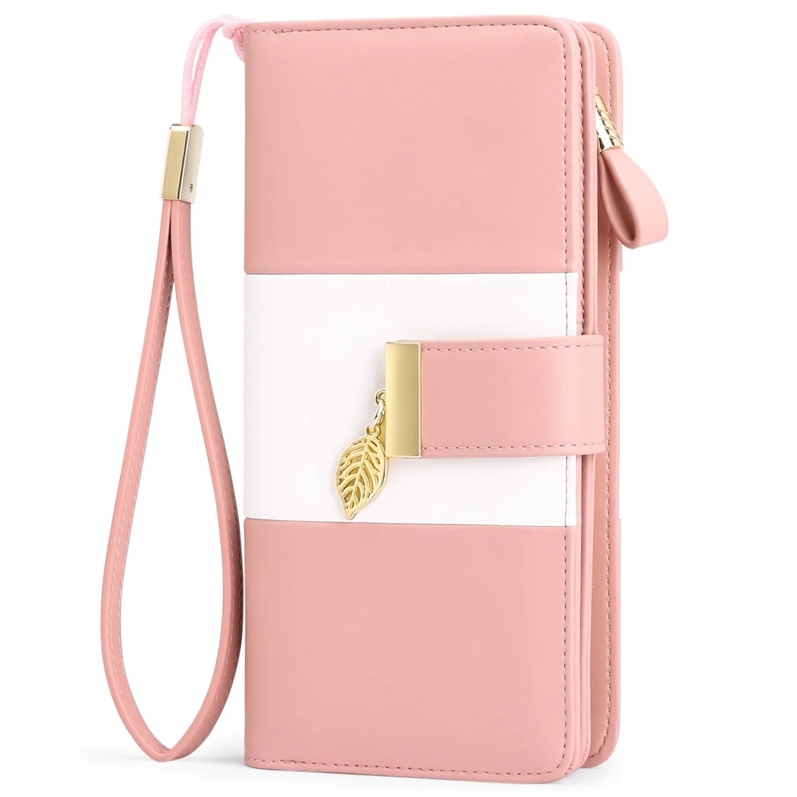 Anti-theft PU leather clutch bag with lock mechanism showing folded and unfolded states in midnight black colour