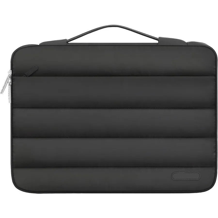 Velvet laptop storage bag with cotton down shrink compartment in black, pink, light brown or sand colour