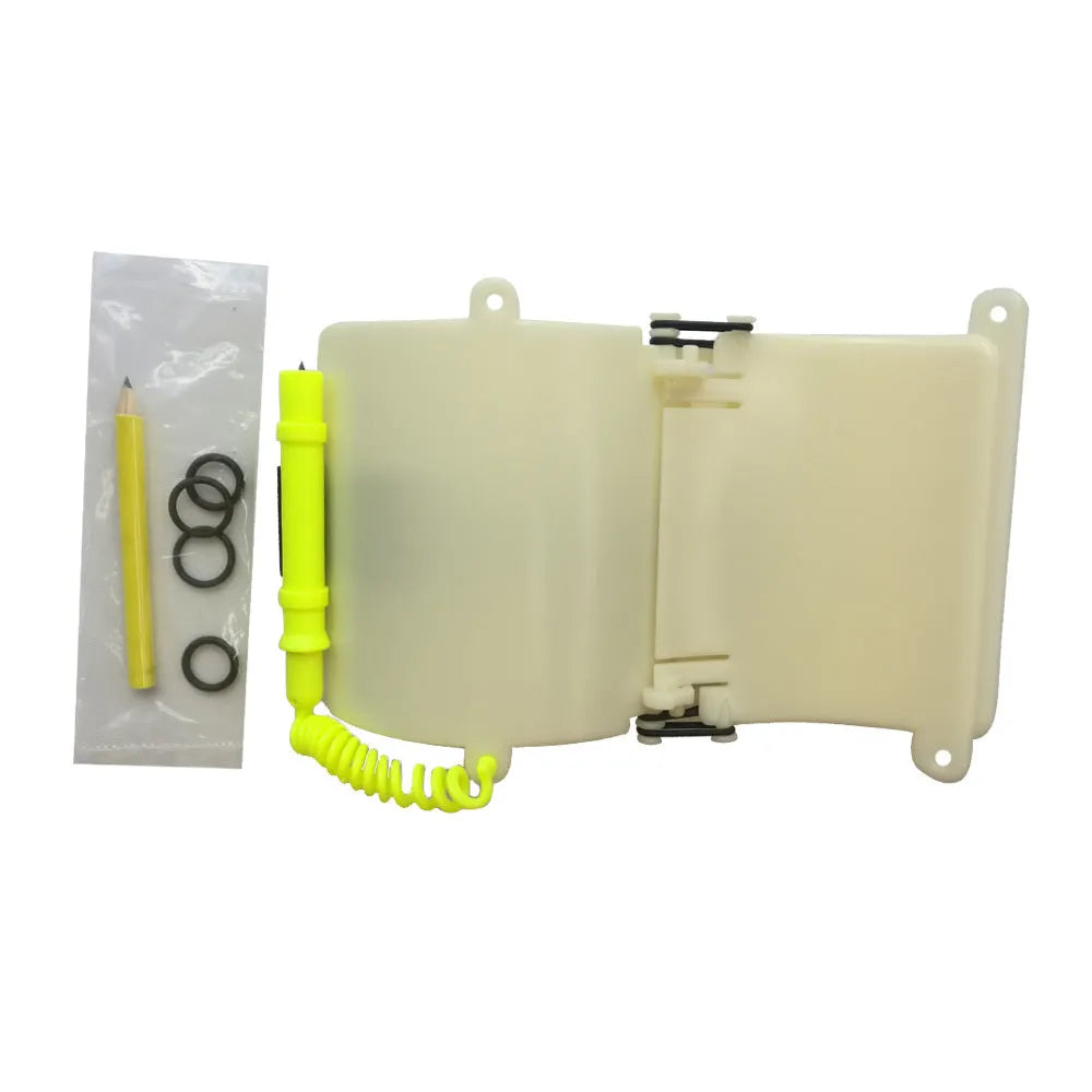 White luminous underwater handwriting wristboard for diving with pencil and O-ring