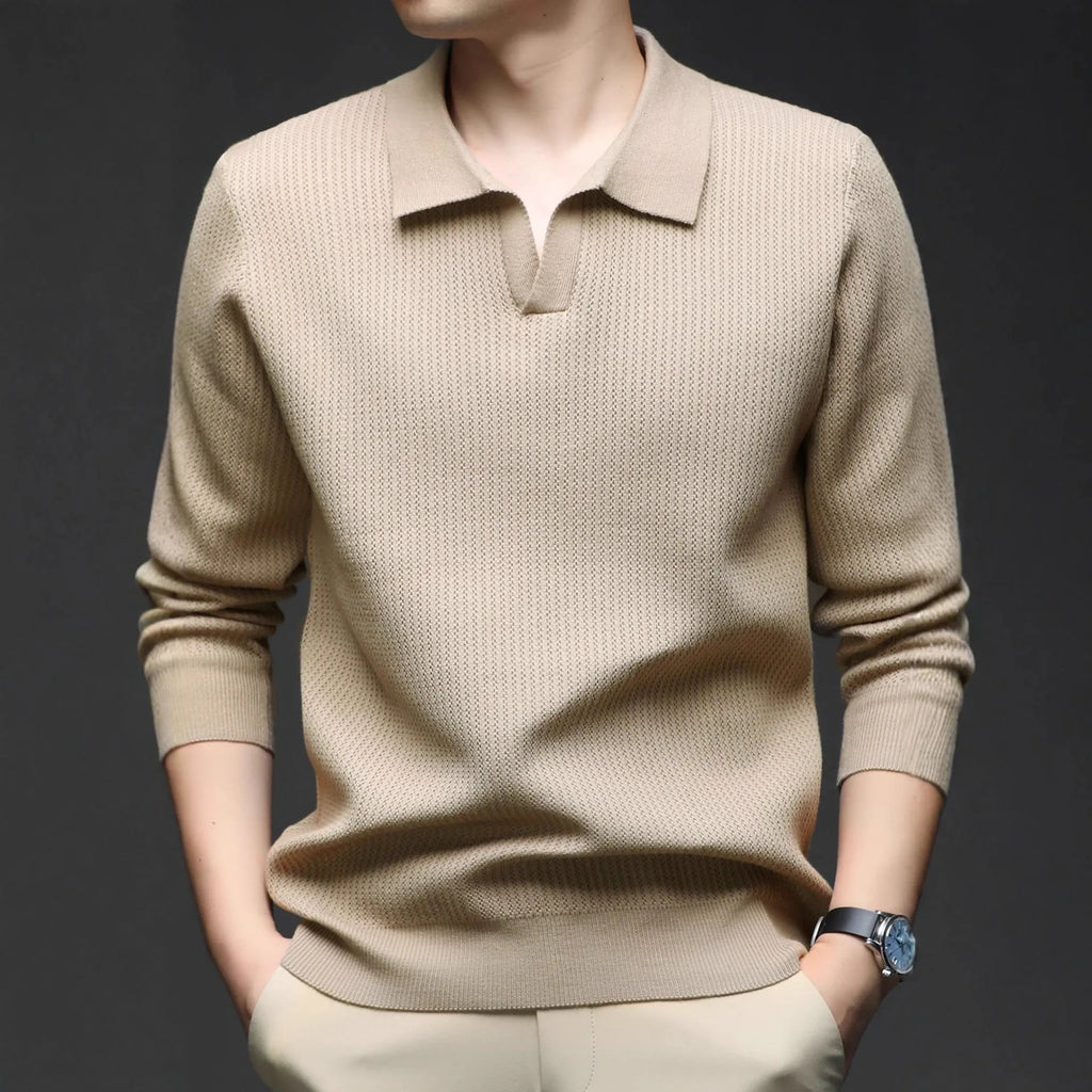 Men's loose pullover sweater in green, black, camel, or brown for autumn casual wear