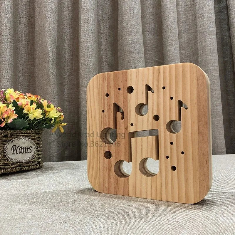 3D wooden LED atmosphere lamp with warm white light, measuring 19cm, USB-powered for ambient lighting.