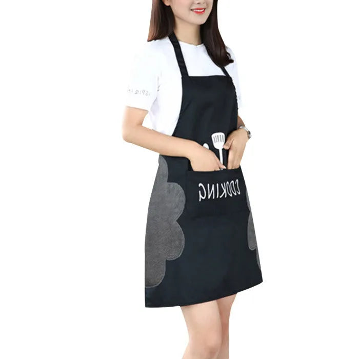 Waterproof kitchen apron with coral velvet lining, sleeveless Korean style, 71cm by 72cm