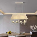Iron droplight bird chandelier ceiling lamp with a decorative fabric shade featuring bird designs.
