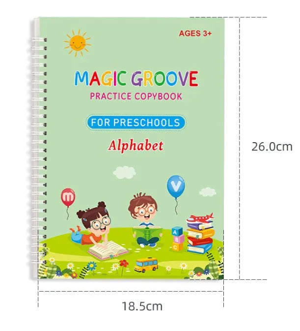Children's English calligraphy practice pen set with groove guide and ten refill nibs